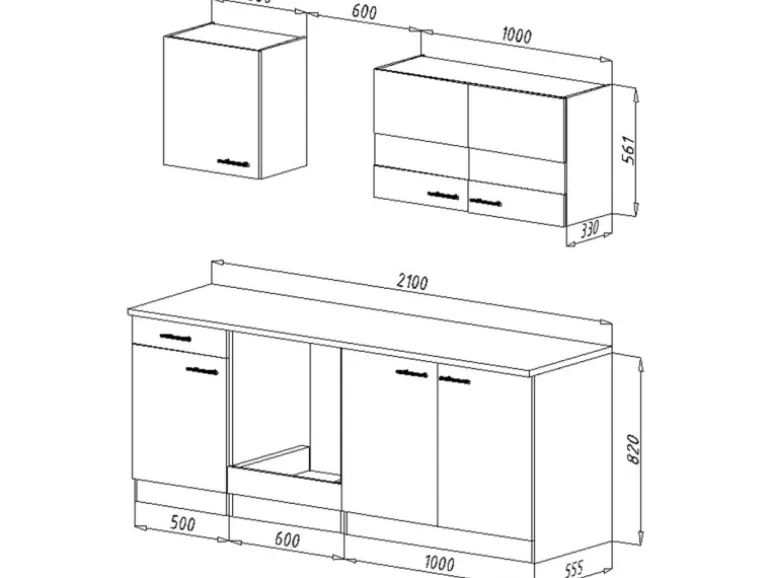 Respekta Küchenzeile KB210WG 210 cm Grau-Weiß