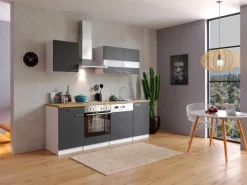 Respekta Küchenzeile KB220WG 220 cm Grau-Weiß
