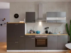 Respekta Küchenzeile KB300WG 300 cm Grau-Weiß