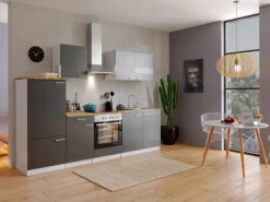 Respekta Küchenzeile KB270WGC 270 cm Grau-Weiß