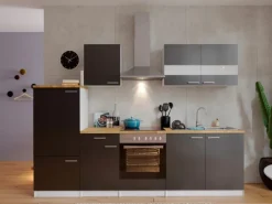 Respekta Küchenzeile KB270WGC 270 cm Grau-Weiß