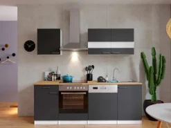 Respekta Küchenzeile KB220WGC 220 cm Grau-Weiß