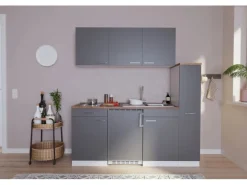 Respekta Küchenzeile KB180WGC 180 cm Grau-Weiß