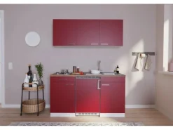 Respekta Küchenzeile KB150WR 150 cm Rot-Weiß