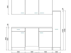 Respekta Küchenzeile KB180WWBG 180 cm Weiß-Beton Optik