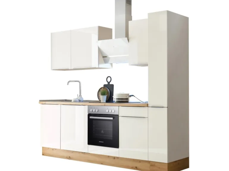 Respekta Küchenzeile Marleen 250 cm Artisan-Eiche Weiß