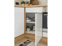 Respekta Küchenzeile Marleen 280 cm Artisan-Eiche Weiß Hochglanz Winkel