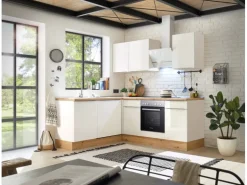 Respekta Küchenzeile Marleen 220 cm Artisan-Eiche Weiß Winkel