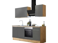 Respekta Küchenzeile Marleen 220 cm Artisan-Eiche Grau Matt