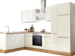 Respekta Küchenzeile Marleen 310 cm Artisan-Eiche Weiß Winkel