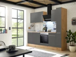 Respekta Küchenzeile Marleen 250 cm Artisan-Eiche Grau Matt