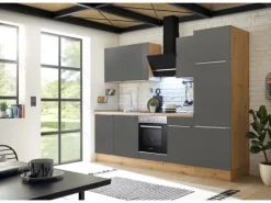 Respekta Küchenzeile Marleen 280 cm Artisan-Eiche Grau Matt