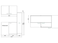 Respekta Küchenzeile MK130ESSOS 130 cm Schwarz-Eiche Sägerau Nachbildung