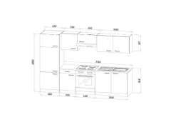 Respekta Küchenzeile ohne E-Geräte LBKB270BBMA 270 cm Buche Nachbildung