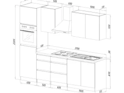 Respekta Küchenzeile ohne E-Geräte 270 cm Grifflos Schwarz Hochglanz-Weiß
