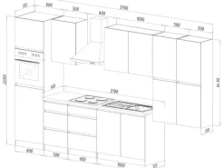 Respekta Küchenzeile ohne E-Geräte 370 cm Grifflos Grau Hochglanz-Eiche Sägerau