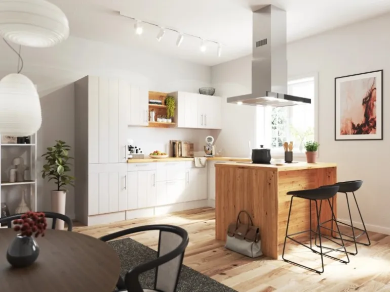 Respekta Landhaus Winkelküche/ Inselküche Anton 280 x 172 cm Lärche Weiß