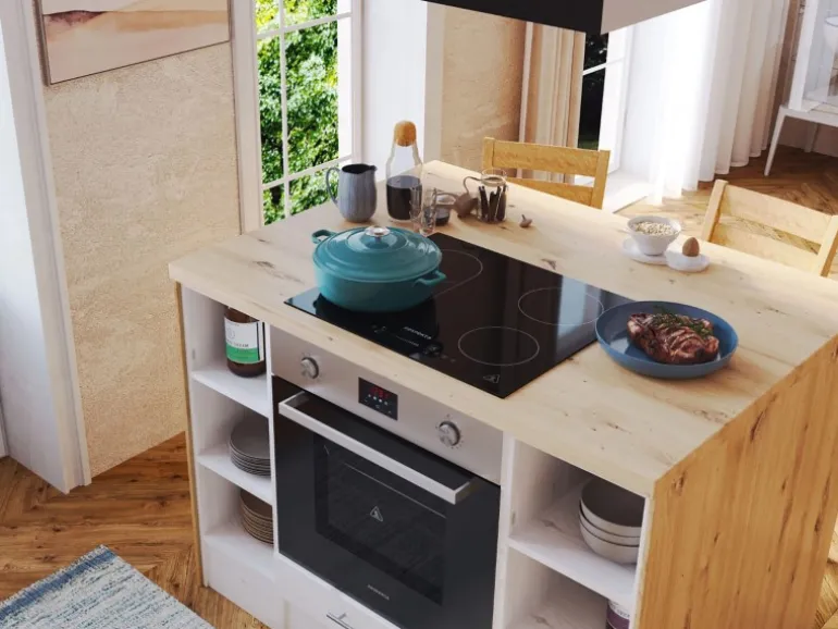 Respekta Landhaus Winkelküche/ Inselküche Anton 280 x 172 cm Lärche Weiß