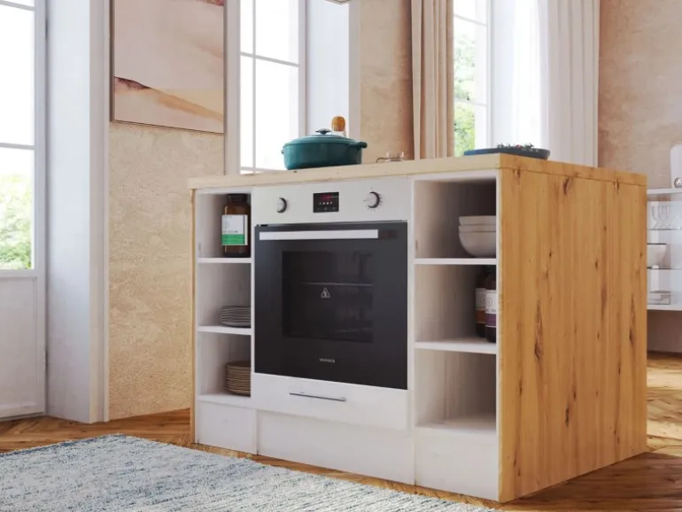 Respekta Landhaus Winkelküche/ Inselküche Anton 310 x 172 cm Lärche Weiß