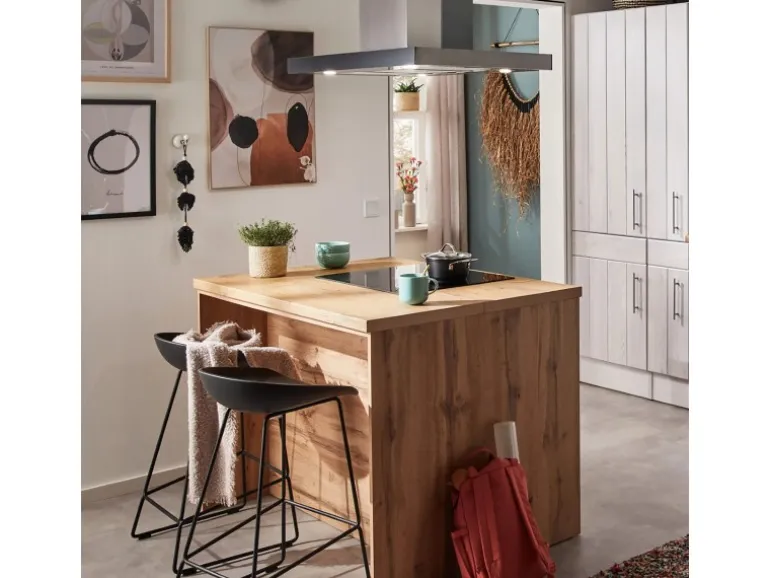 Respekta Landhaus Winkelküche/ Inselküche Anton 310 x 172 cm Lärche Weiß