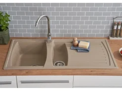 Respekta Mineralite Einbauspüle Boston 100 x 50 cm Sandbeige