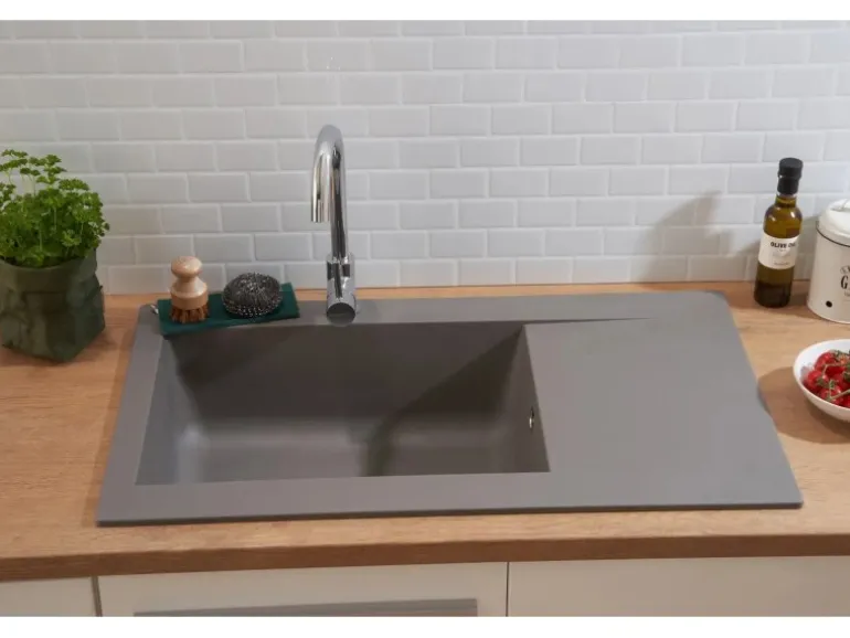 Respekta Mineralite Einbauspüle Denver 86 x 50 cm Betongrau