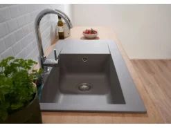 Respekta Mineralite Einbauspüle Denver 86 x 50 cm Betongrau