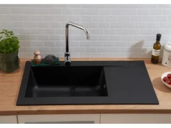 Respekta Mineralite Einbauspüle Denver 86 x 50 cm Schwarz