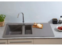 Respekta Mineralite Einbauspüle Denver 100 x 50 cm Betongrau