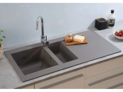 Respekta Mineralite Einbauspüle Denver 100 x 50 cm Betongrau