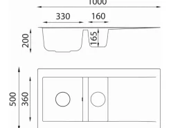 Respekta Mineralite Einbauspüle Denver 100 x 50 cm Betongrau