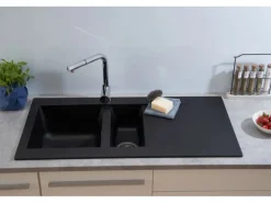 Respekta Mineralite Einbauspüle Denver 100 x 50 cm Schwarz