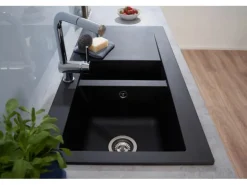 Respekta Mineralite Einbauspüle Denver 100 x 50 cm Schwarz