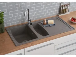Respekta Mineralite Einbauspüle Boston 100 x 50 cm Betongrau
