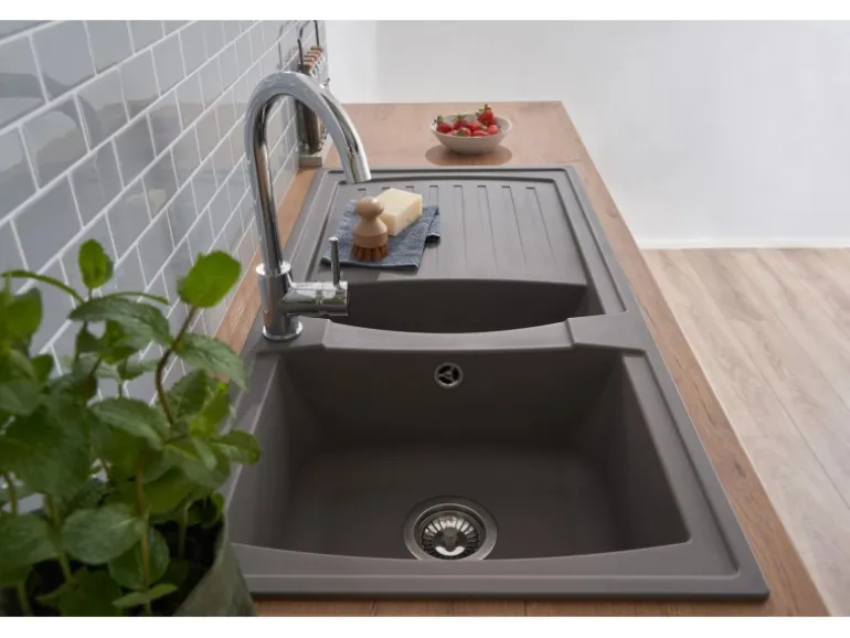 Respekta Mineralite Einbauspüle Boston 100 x 50 cm Betongrau