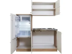 Respekta Miniküche KB160ESW 160 cm Weiß-Eiche Sonoma Sägerau Nachbildung