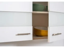 Respekta Miniküche KB160ESW 160 cm Weiß-Eiche Sonoma Sägerau Nachbildung