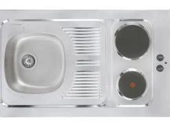 Respekta Miniküche MK100ESW 100 cm Weiß-Eiche Sägerau Nachbildung