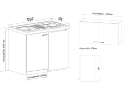Respekta Miniküche MK100ESWOSC 100 cm Weiß-Eiche Sägerau Nachbildung
