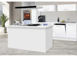 Respekta Premium Inselküche 310 cm Weiß Hochglanz