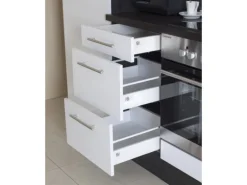 Respekta Premium Inselküche 280 cm Grau Hochglanz-Weiß