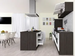 Respekta Premium Inselküche 280 cm Weiß Hochglanz-Eiche Grau