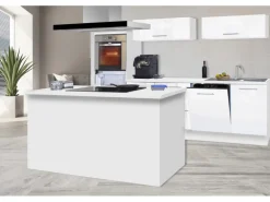 Respekta Premium Inselküche 280 cm Weiß Hochglanz