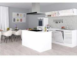 Respekta Premium Inselküche 280 cm Weiß Hochglanz