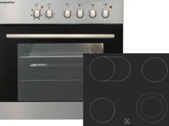 Respekta Premium Küchenzeile 210 cm Weiß Hochglanz-Eiche Grau mit 60 l Ofen