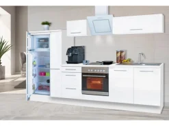Respekta Premium Küchenzeile 300 cm Weiß Hochglanz
