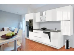 Respekta Premium Küchenzeile GLRP395HWWGKE 395 cm Weiß Hochglanz