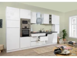 Respekta Premium Küchenzeile GLRP395HWWGKE 395 cm Weiß Hochglanz