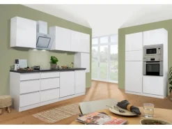 Respekta Premium Küchenzeile GLRP395HWWGKE 395 cm Weiß Hochglanz
