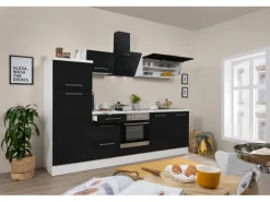 Respekta Premium Küchenzeile 270 cm Schwarz Hochglanz-Weiß